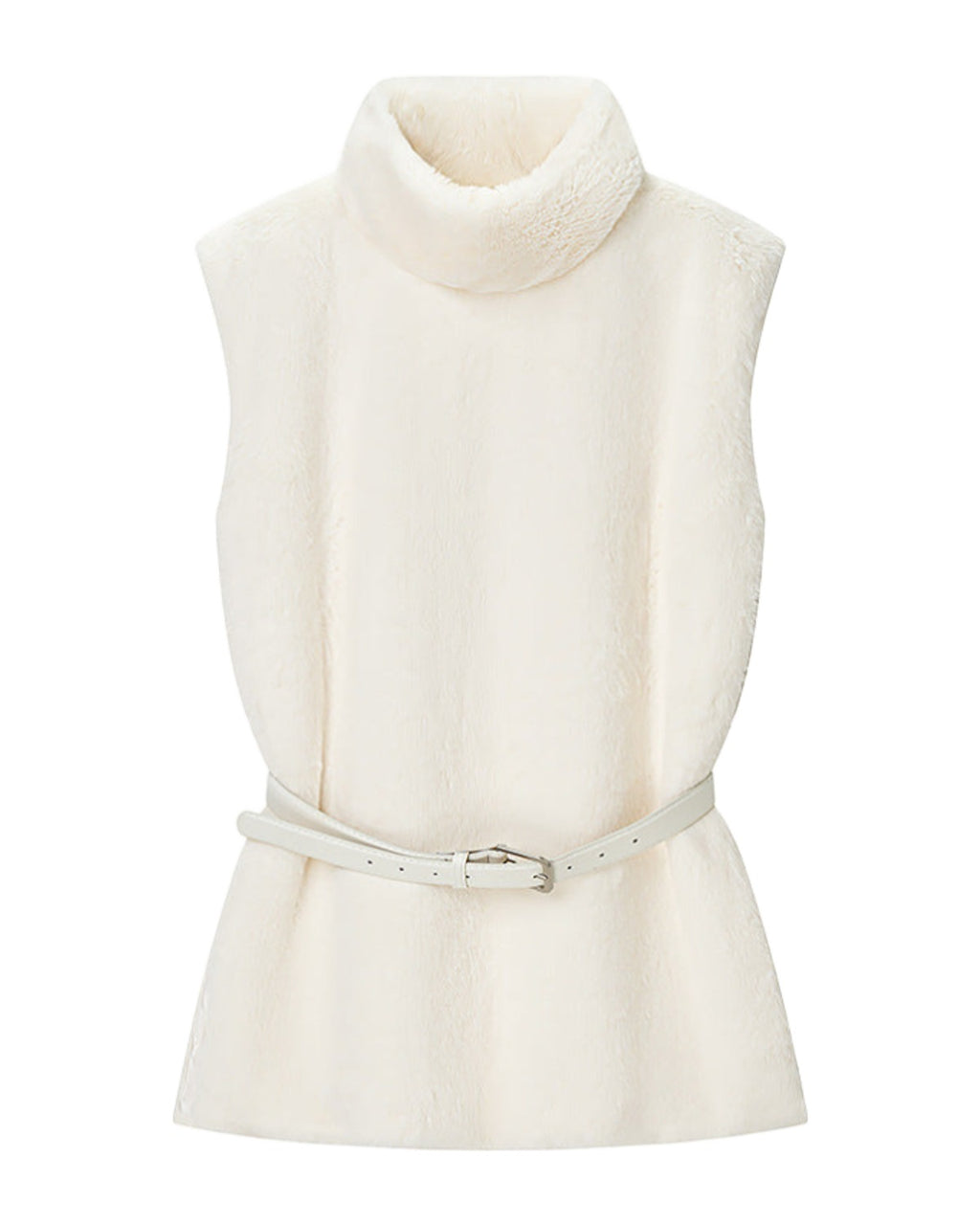 Casual Minimalist Waist Belt High Neck Fur Vest photo 2