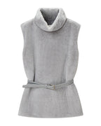 Casual Minimalist Waist Belt High Neck Fur Vest photo 4
