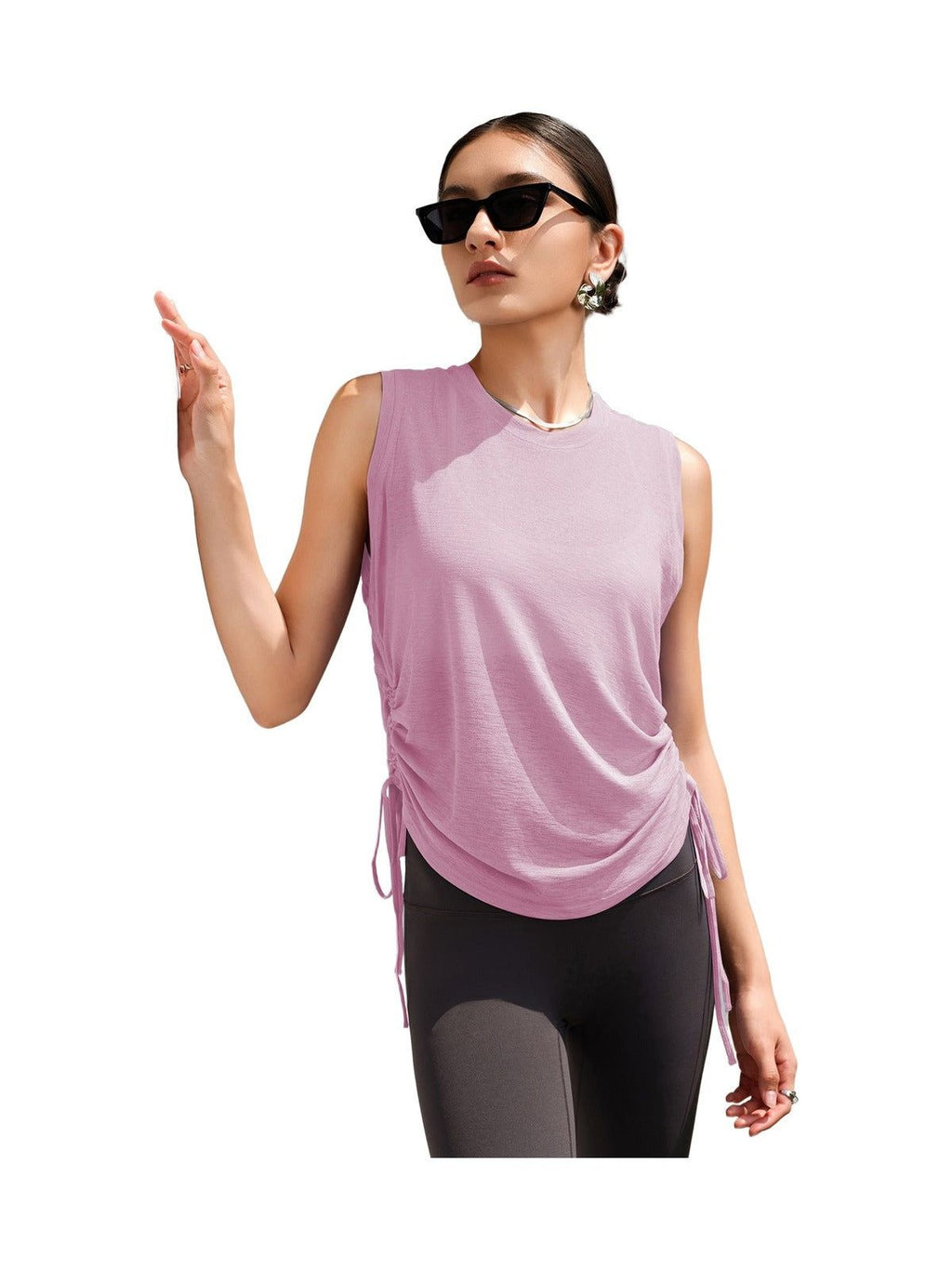 Drawstring Loose Sleeveless Shirt