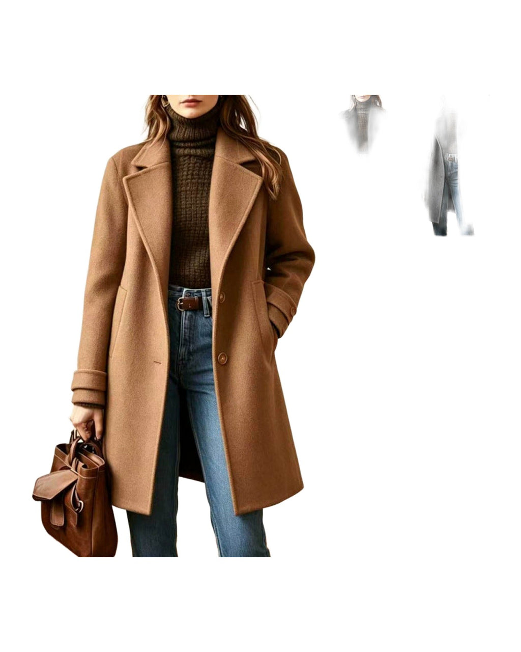 2026 Autumn Winter Retro Casual Mid-length Lapel Coat Woolen photo 2