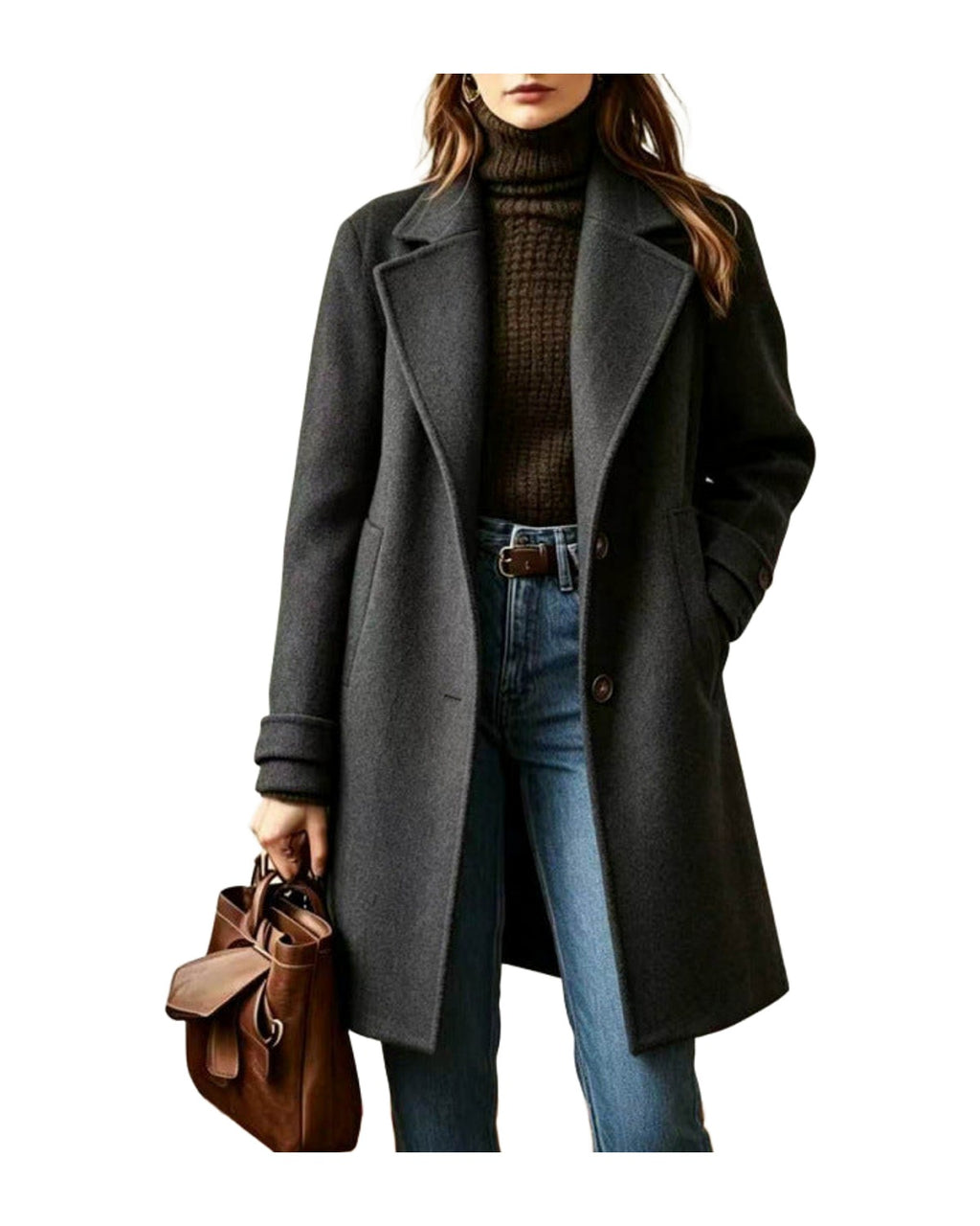 2026 Autumn Winter Retro Casual Mid-length Lapel Coat Woolen photo 5