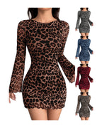 Leopard Print Round Neck Mesh Skirt photo 4