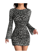 Leopard Print Round Neck Mesh Skirt photo 5