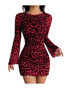 Leopard Print Round Neck Mesh Skirt photo 7