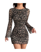 Leopard Print Round Neck Mesh Skirt photo 8