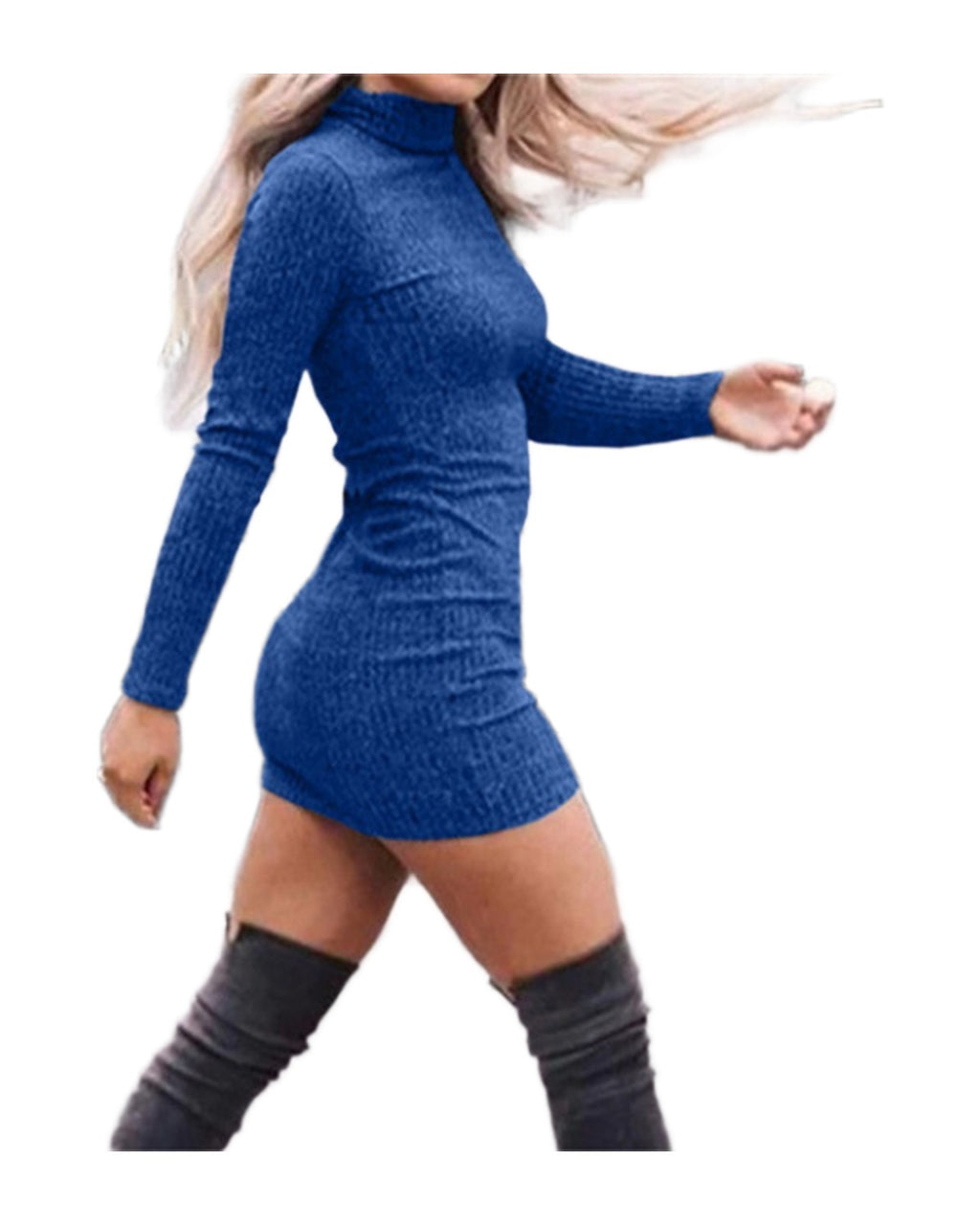 High Neck Long Sleeve Knit Dresses photo 6