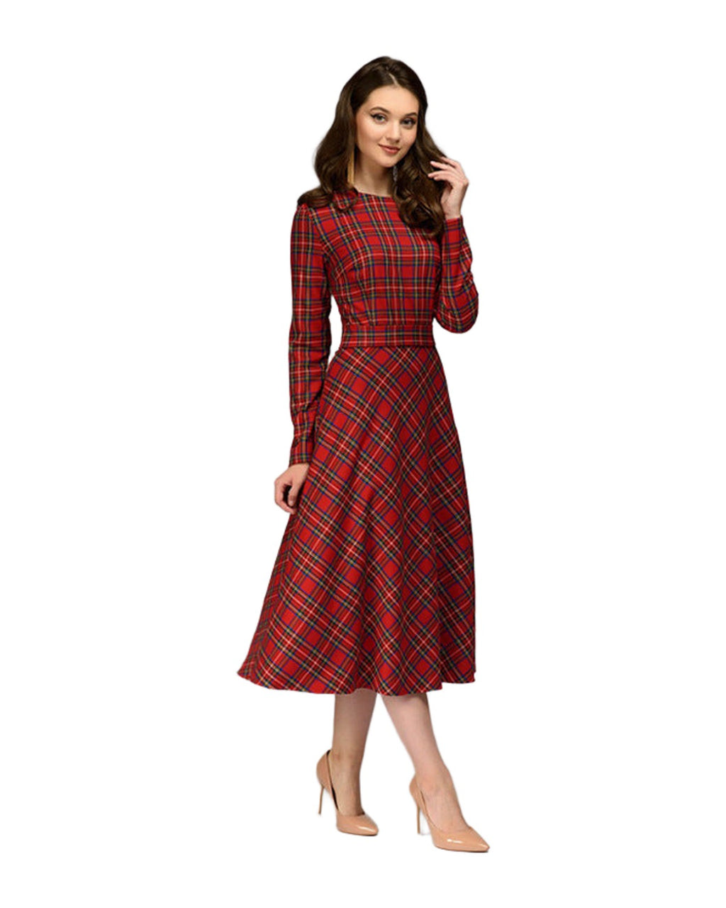 Plaid Elegant Midi Dress photo 1