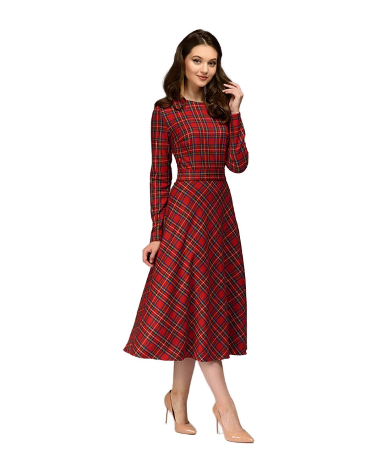 Plaid Elegant Midi Dress photo 1