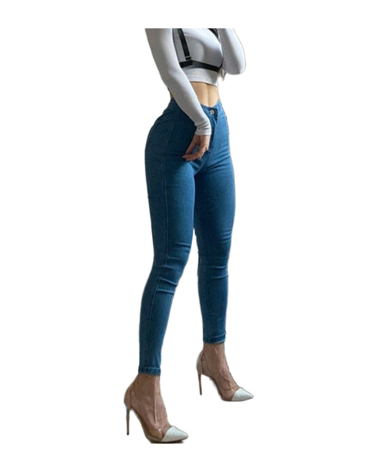 Cross Lace-up Waist-controlled Jeans on Both Sides photo 1