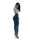Cross Lace-up Waist-controlled Jeans on Both Sides photo 4