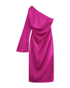 Asymmetric Silk Satin Split Dress photo 5