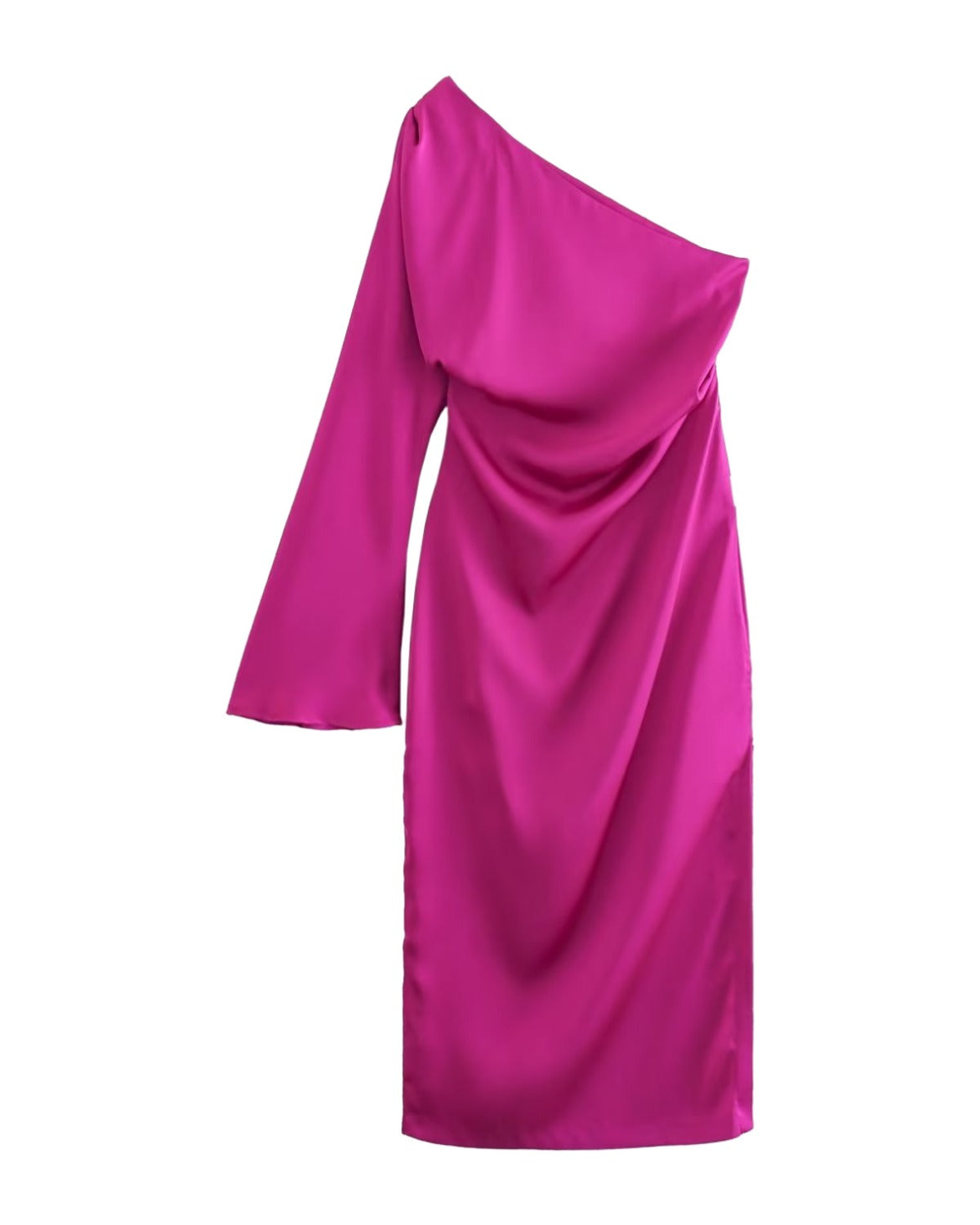 Asymmetric Silk Satin Split Dress photo 5