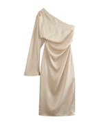 Asymmetric Silk Satin Split Dress photo 9