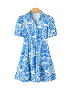 Vintage Floral Print Waist-controlled Slimming Flounce Dress photo 12