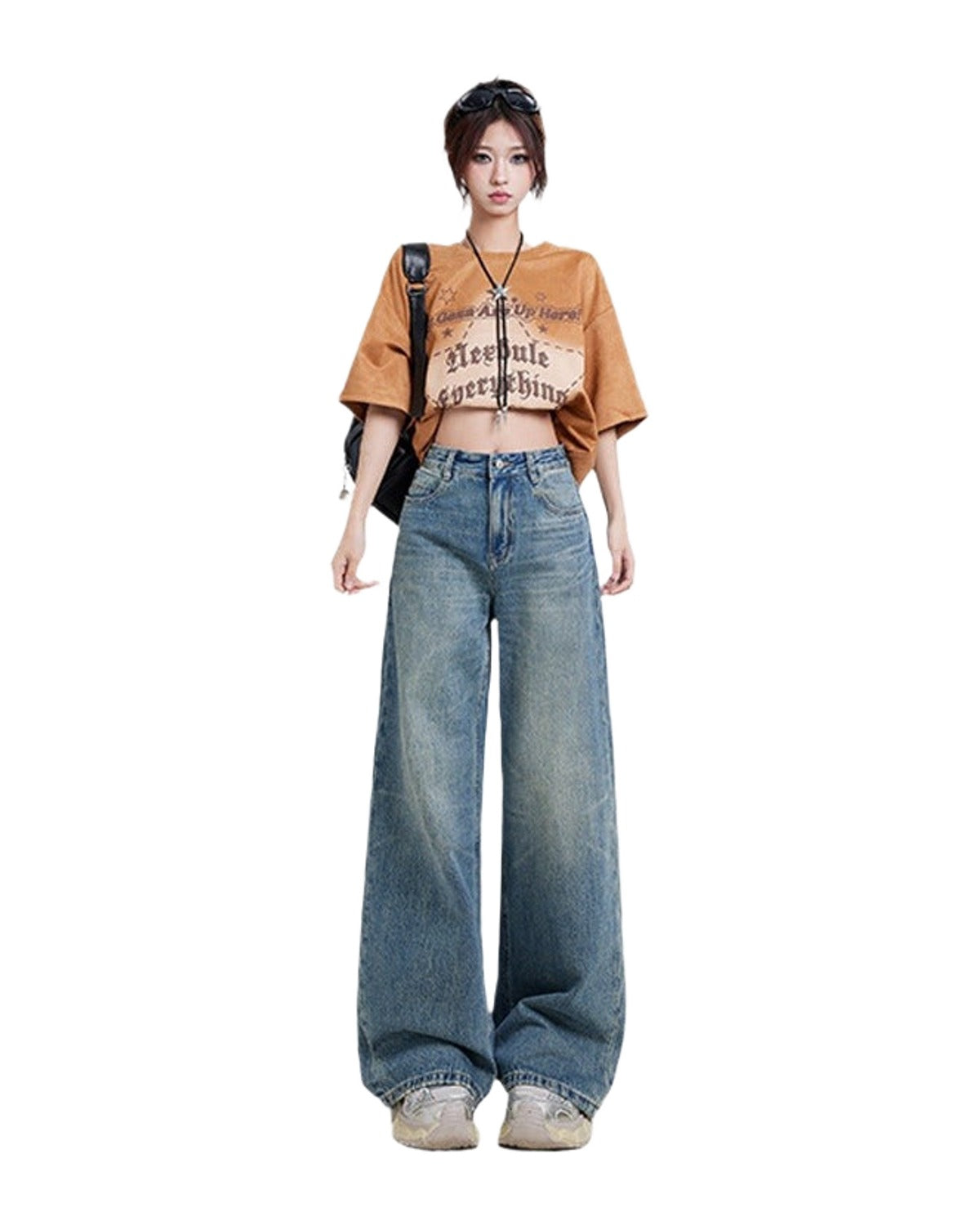 Wide Leg Jeans High Waist Baggy Straight Trousers photo 11