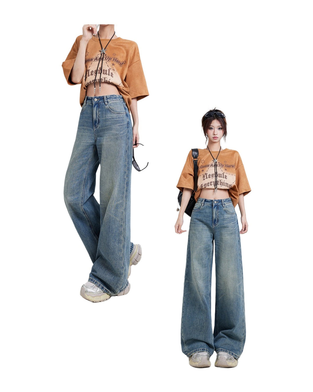 Wide Leg Jeans High Waist Baggy Straight Trousers photo 17