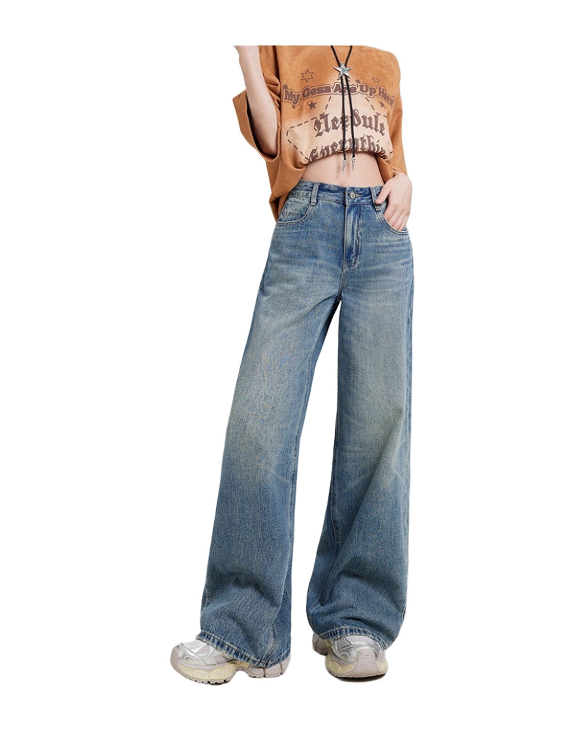 Wide Leg Jeans High Waist Baggy Straight Trousers photo 29