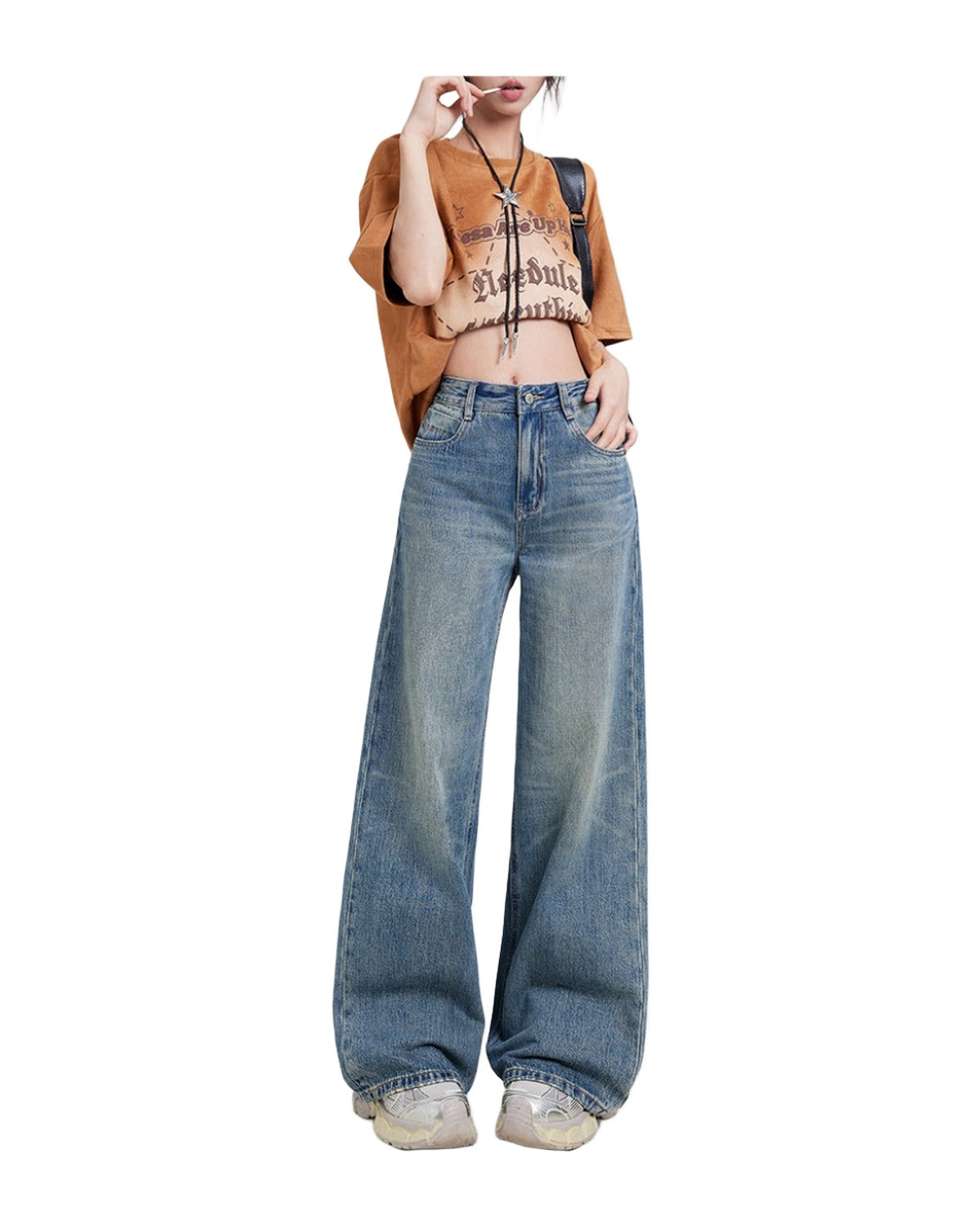Wide Leg Jeans High Waist Baggy Straight Trousers photo 37