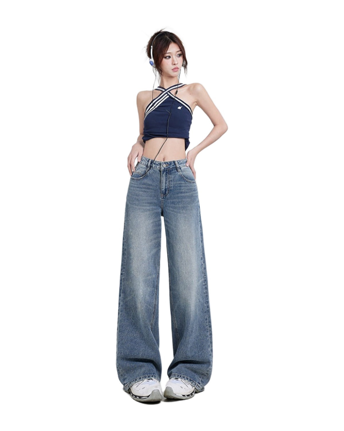 Wide Leg Jeans High Waist Baggy Straight Trousers photo 4
