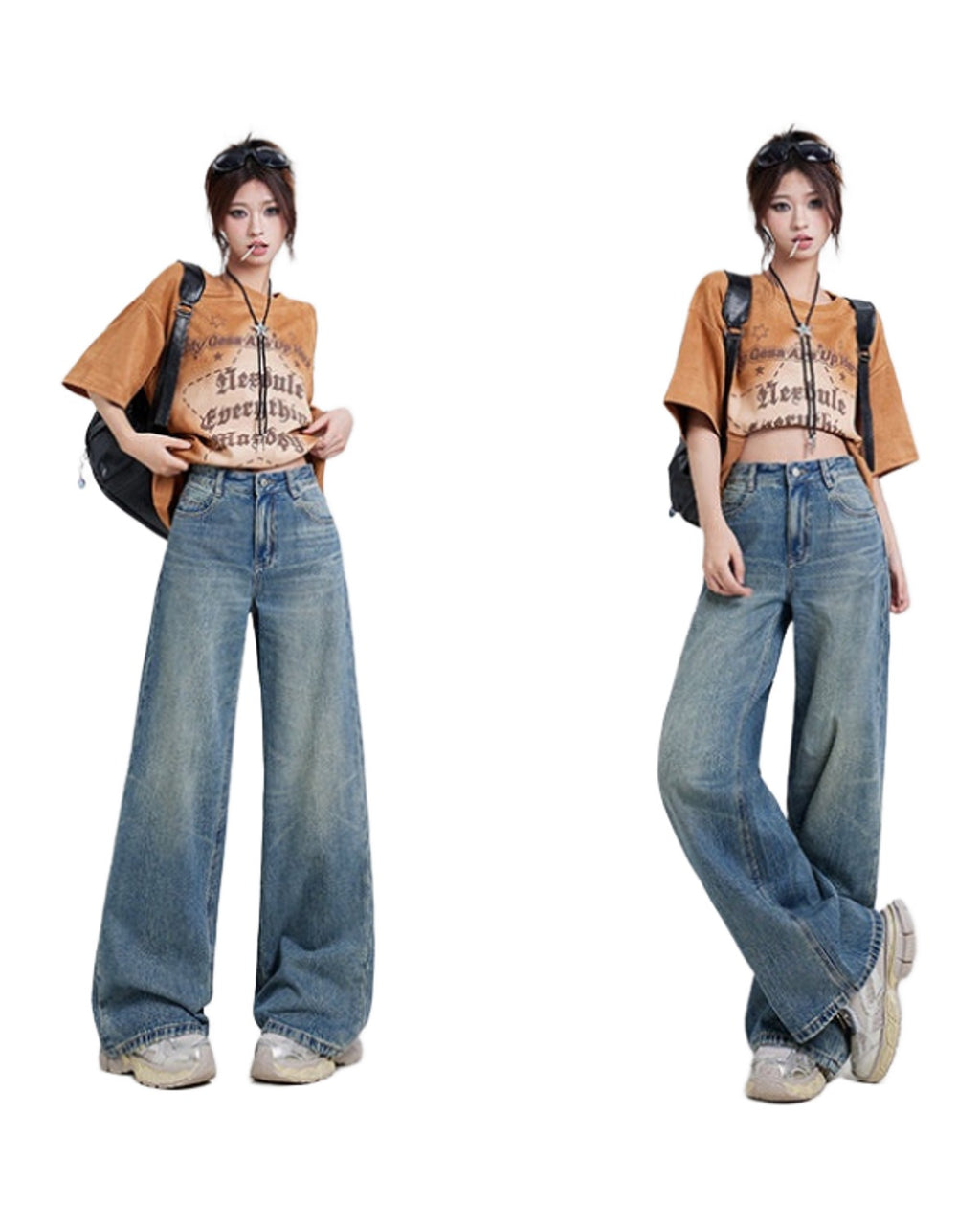 Wide Leg Jeans High Waist Baggy Straight Trousers photo 5