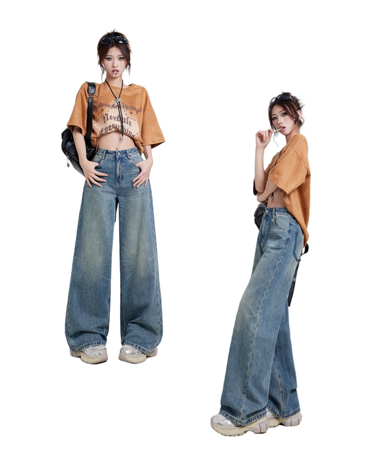 Wide Leg Jeans High Waist Baggy Straight Trousers photo 6
