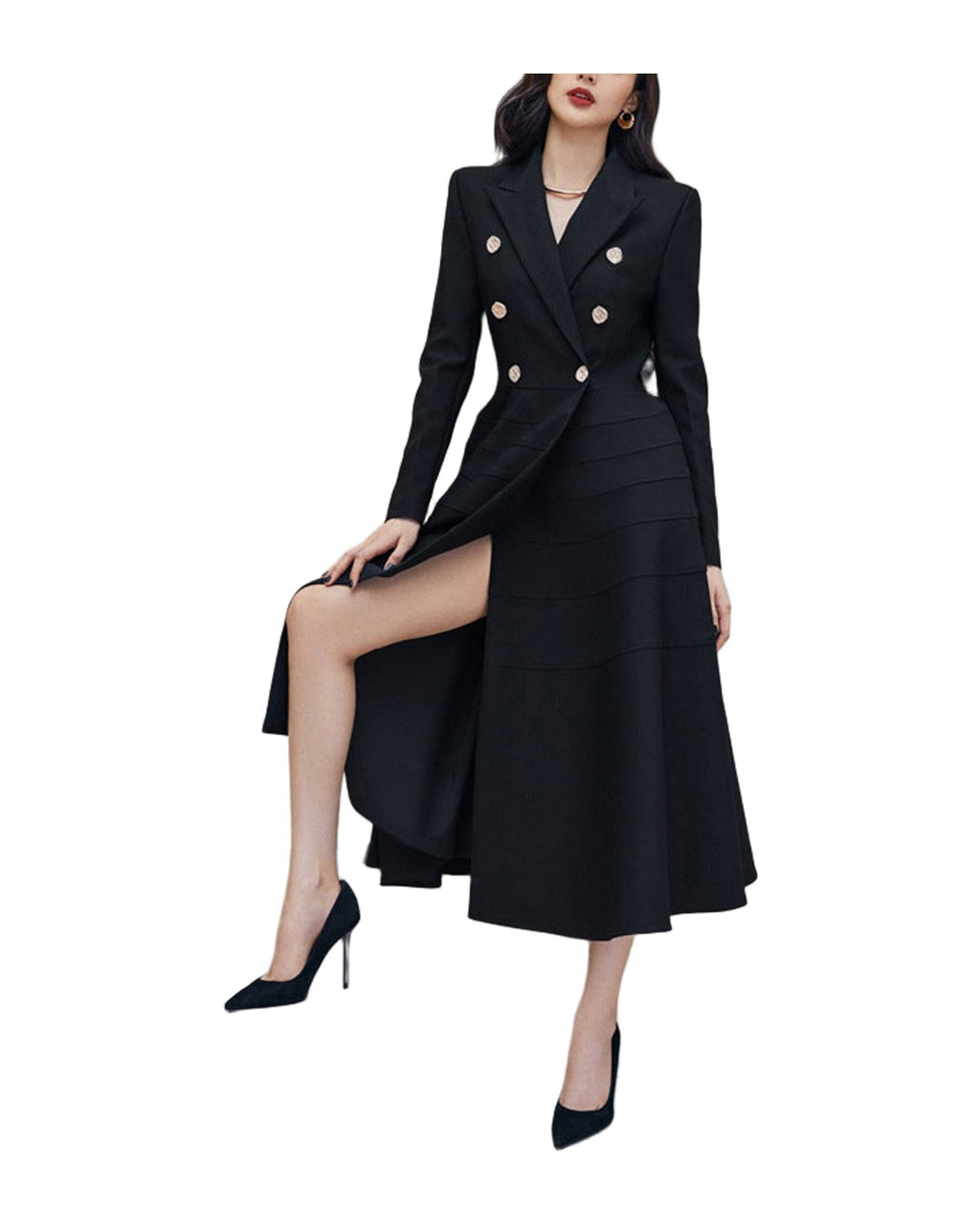 Black Long Sleeve Rhinestone Dress photo 6