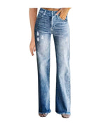 Washed White Mid Waist Slimming Denim Pants photo 2