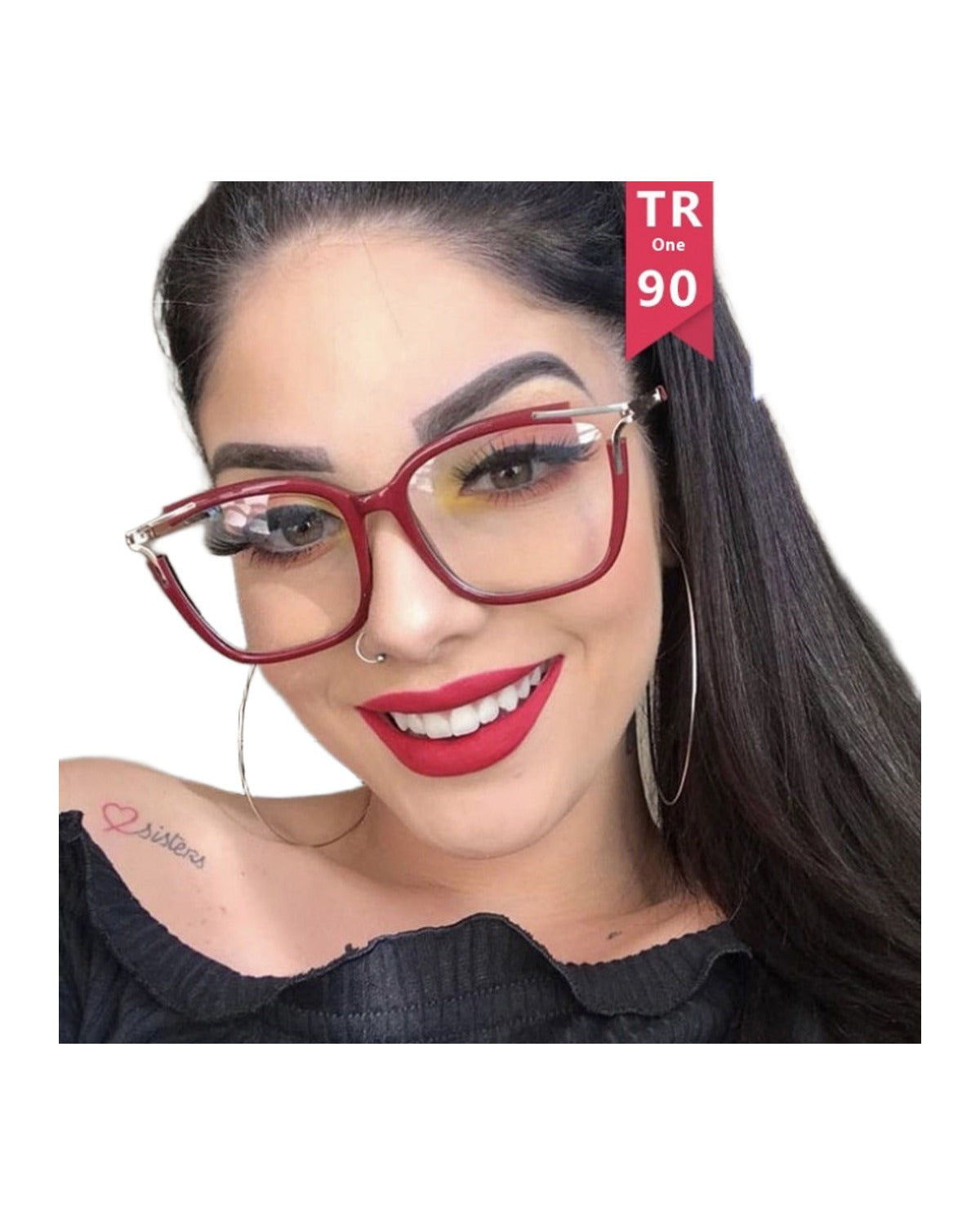Square Cat Eye Hollow Glasses Frame photo 10