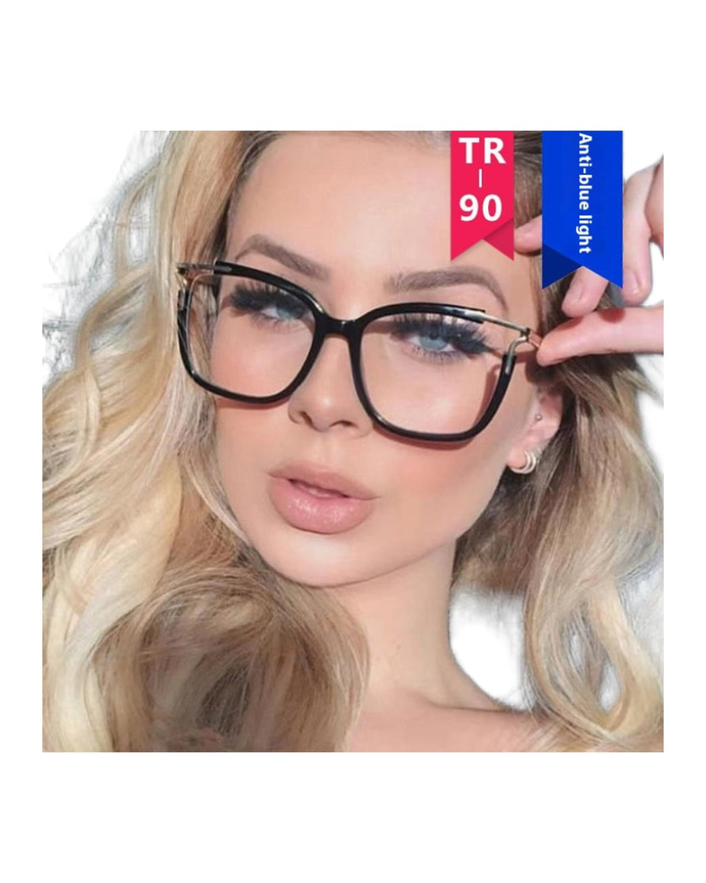 Square Cat Eye Hollow Glasses Frame photo 4