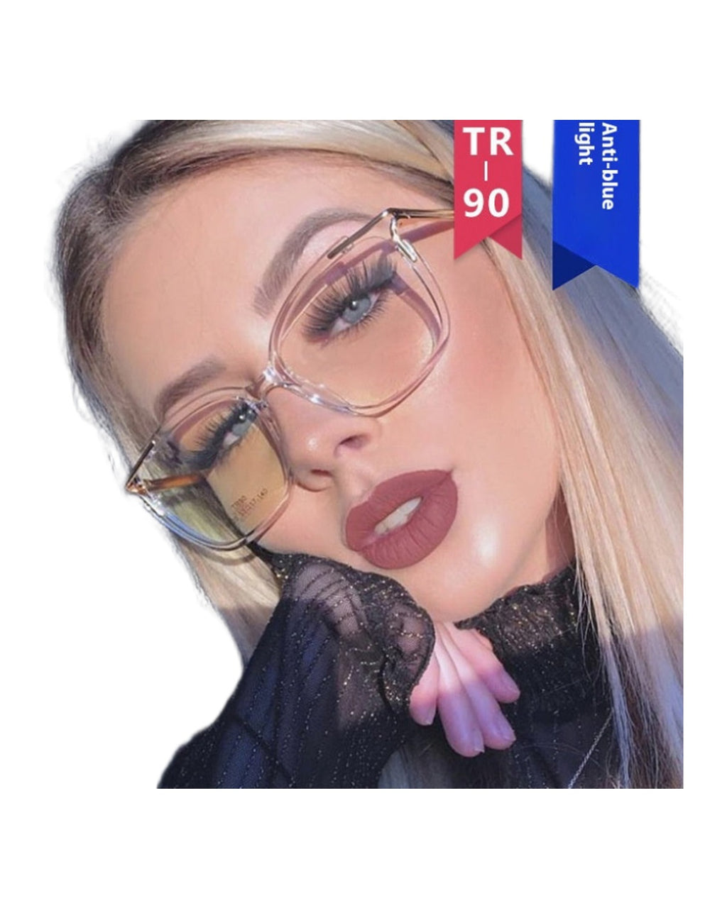 Square Cat Eye Hollow Glasses Frame photo 6