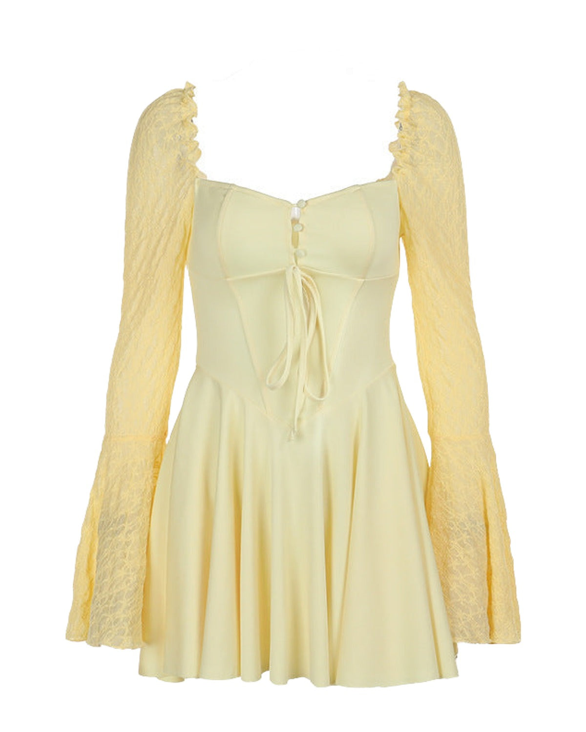 Socialite Retro Square Collar Lace Long Sleeve Dress photo 6