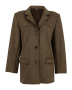 Brushed Velvet Retro Lapels Loose Suede Jacket photo 4