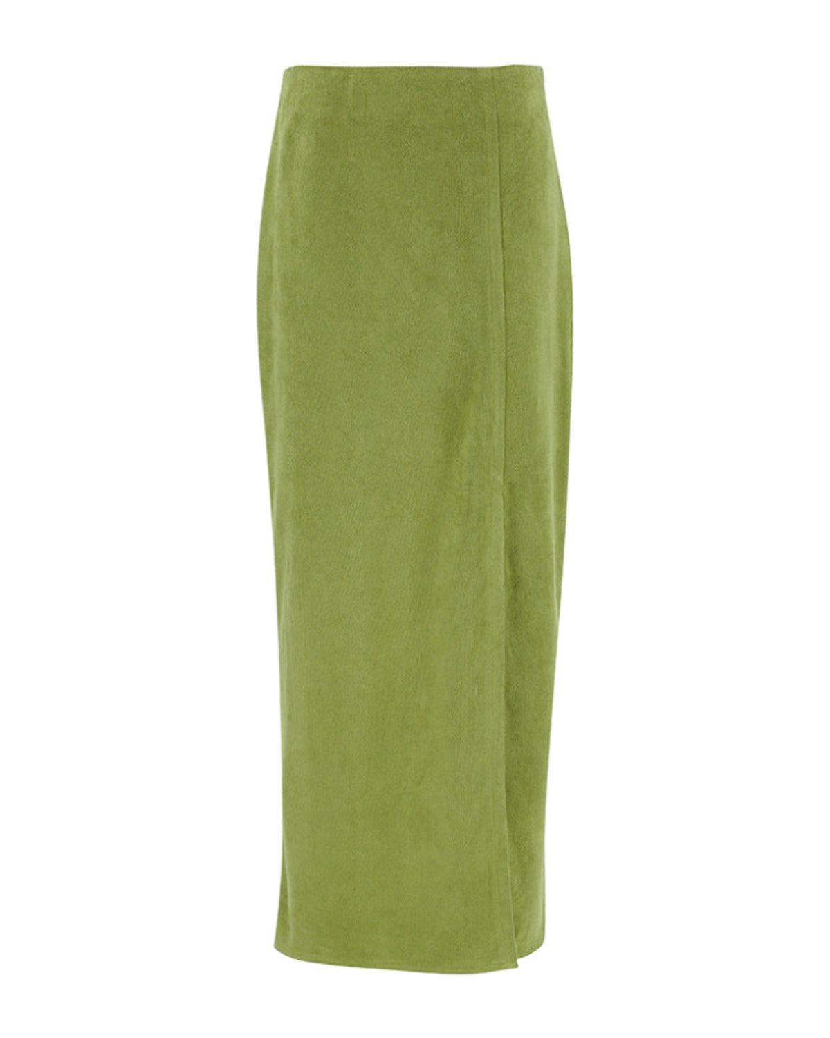 Avocado Green Suede Skirt High Waist Slimming photo 3