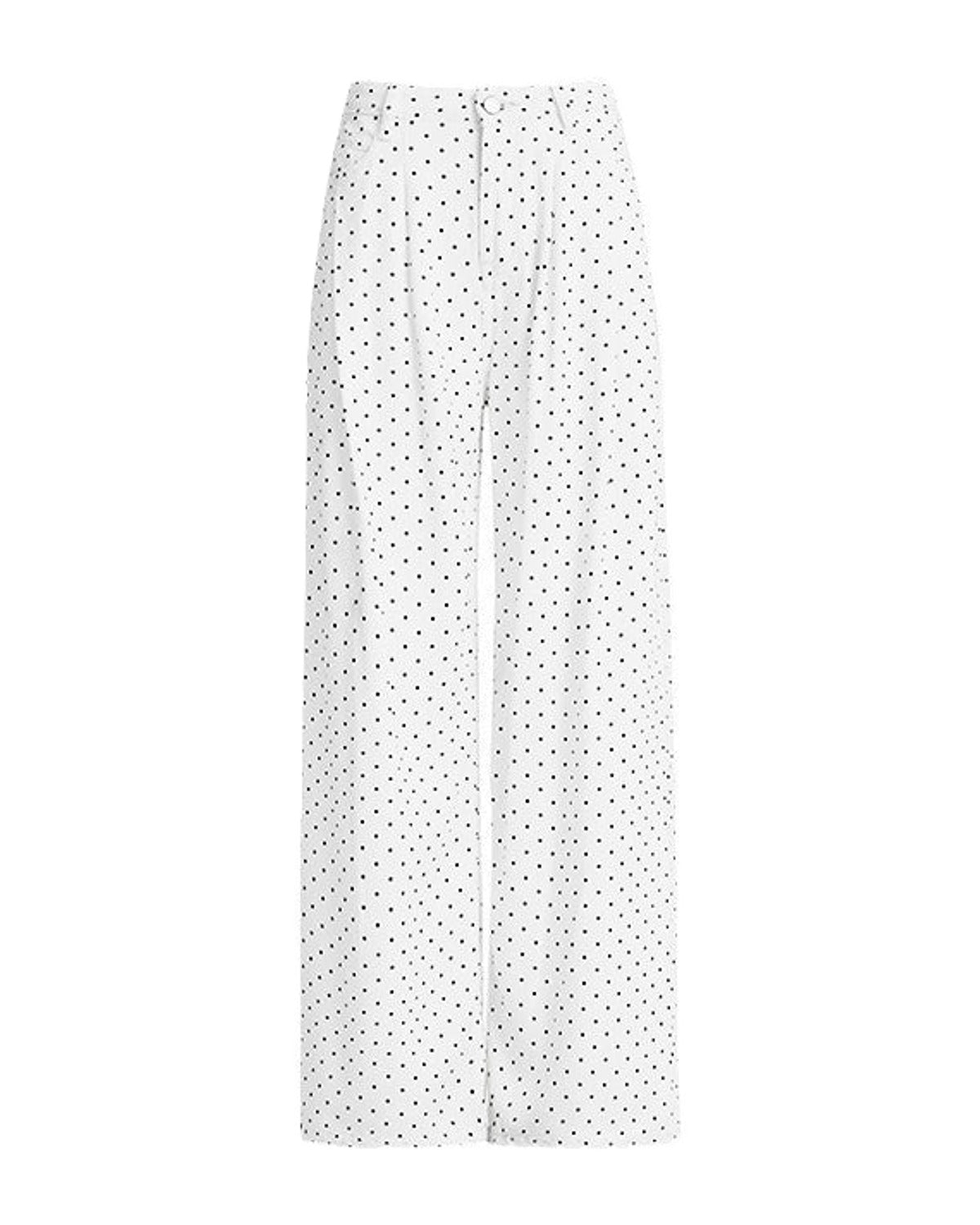 White Polka Dot Pleated Trousers photo 1