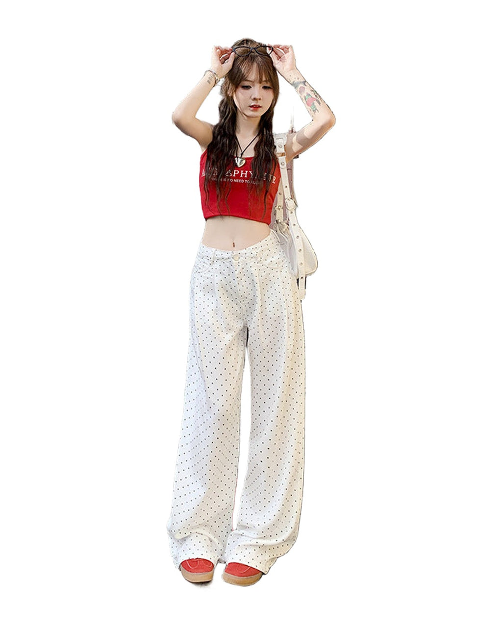 White Polka Dot Pleated Trousers photo 4