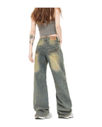 Straight Jeans Washed Yellow Mud photo 5