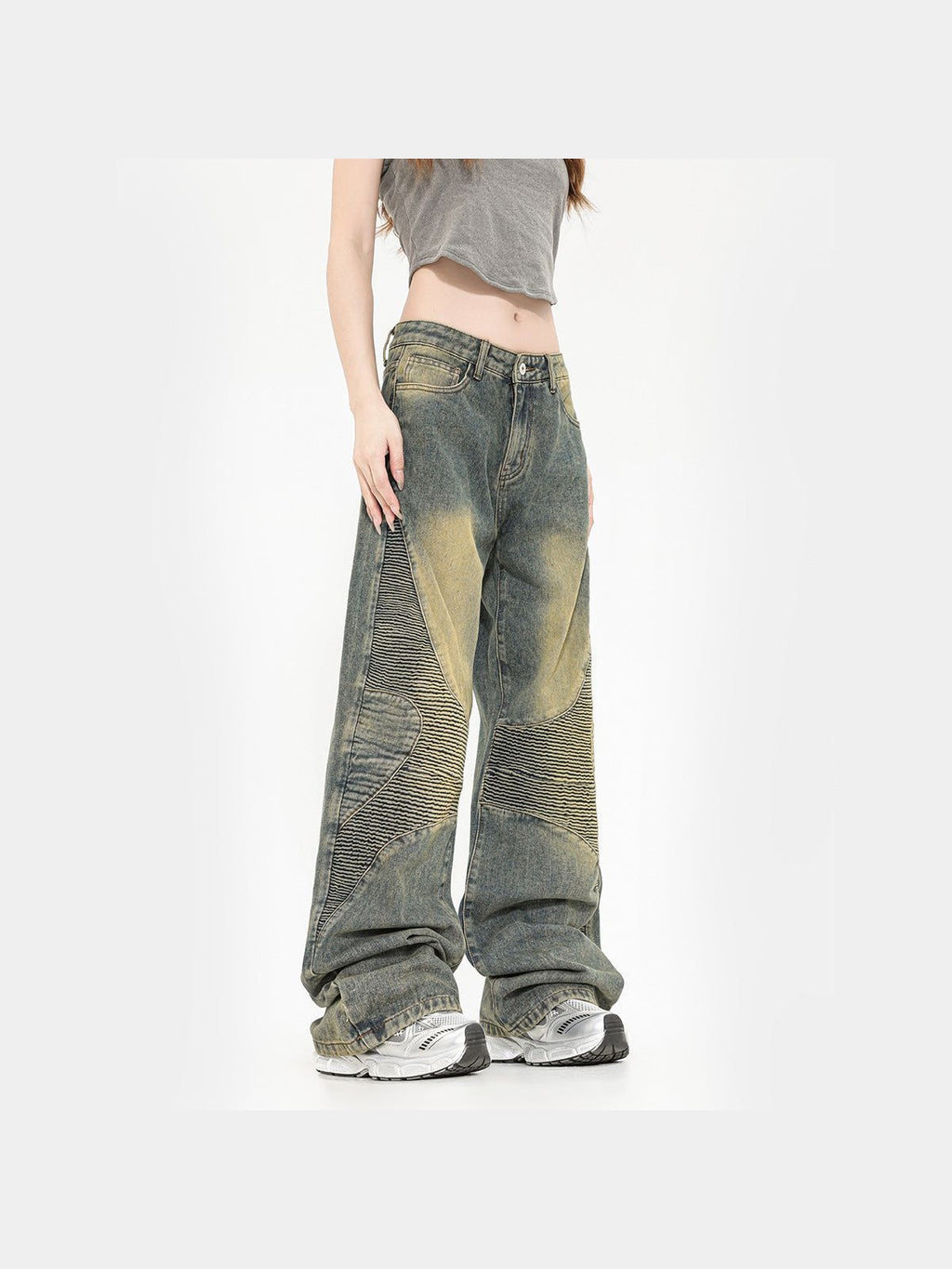 Straight Jeans Washed Yellow Mud