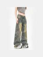 Straight Jeans Washed Yellow Mud