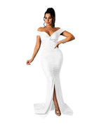 Large V-neck Micro-wrinkle Tight Dress photo 10