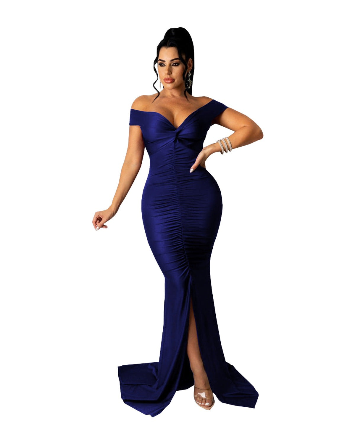 Large V-neck Micro-wrinkle Tight Dress photo 11