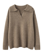 Cashmere Short Loose Polo Collar Sweater photo 5