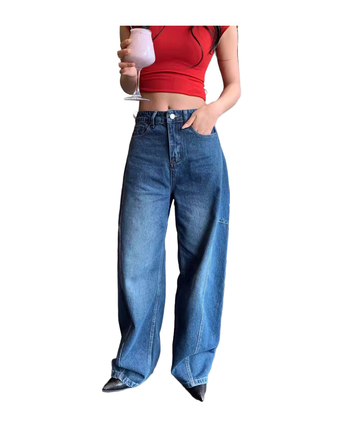 Light Deconstruction Split Tangent Loose Curved Banana Jeans photo 3