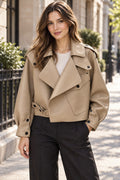 Genuine Leather Clothes Coat styled on a model