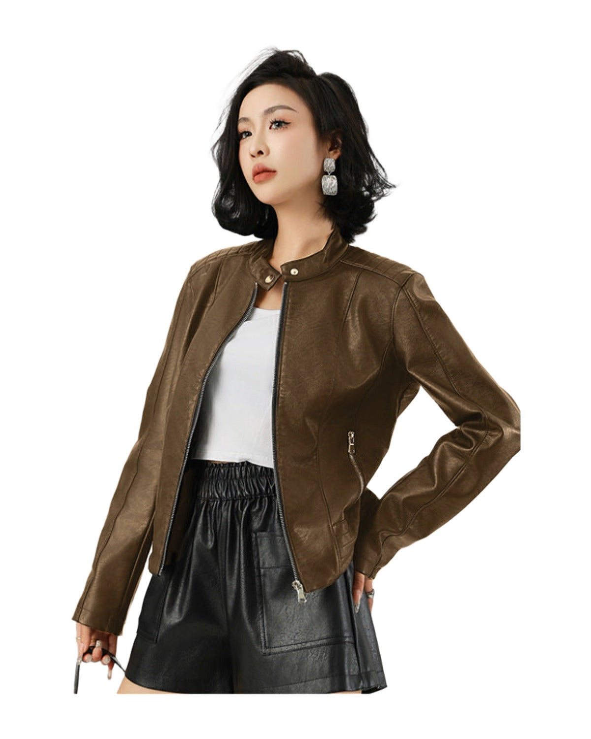 Leather Jacket Locomotive Coat photo 3