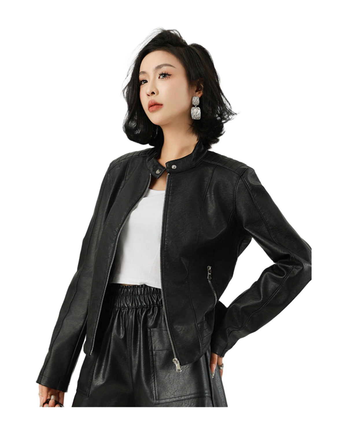 Leather Jacket Locomotive Coat photo 7