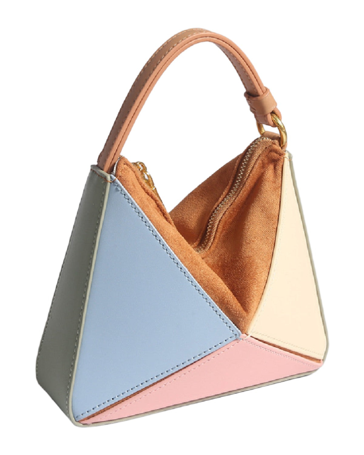 Triangular Diamond Grid Folding Tote Shoulder Crossbody Bag photo 2
