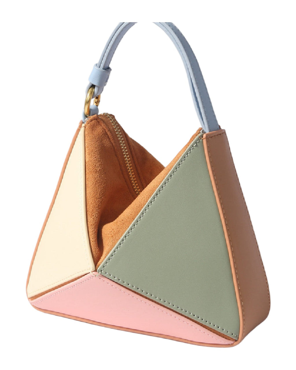 Triangular Diamond Grid Folding Tote Shoulder Crossbody Bag photo 3