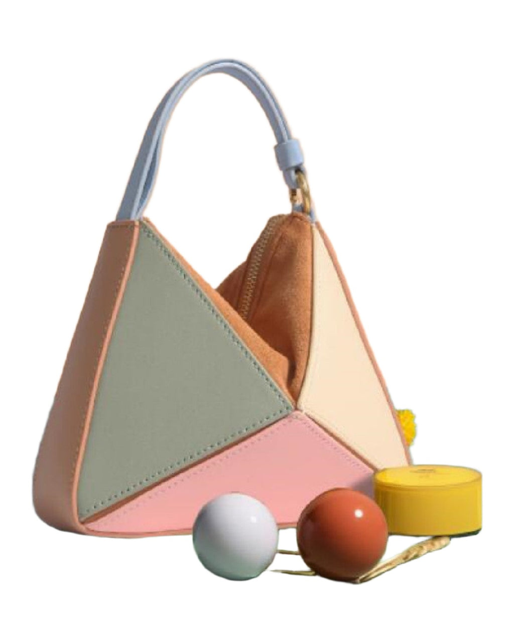 Triangular Diamond Grid Folding Tote Shoulder Crossbody Bag photo 5