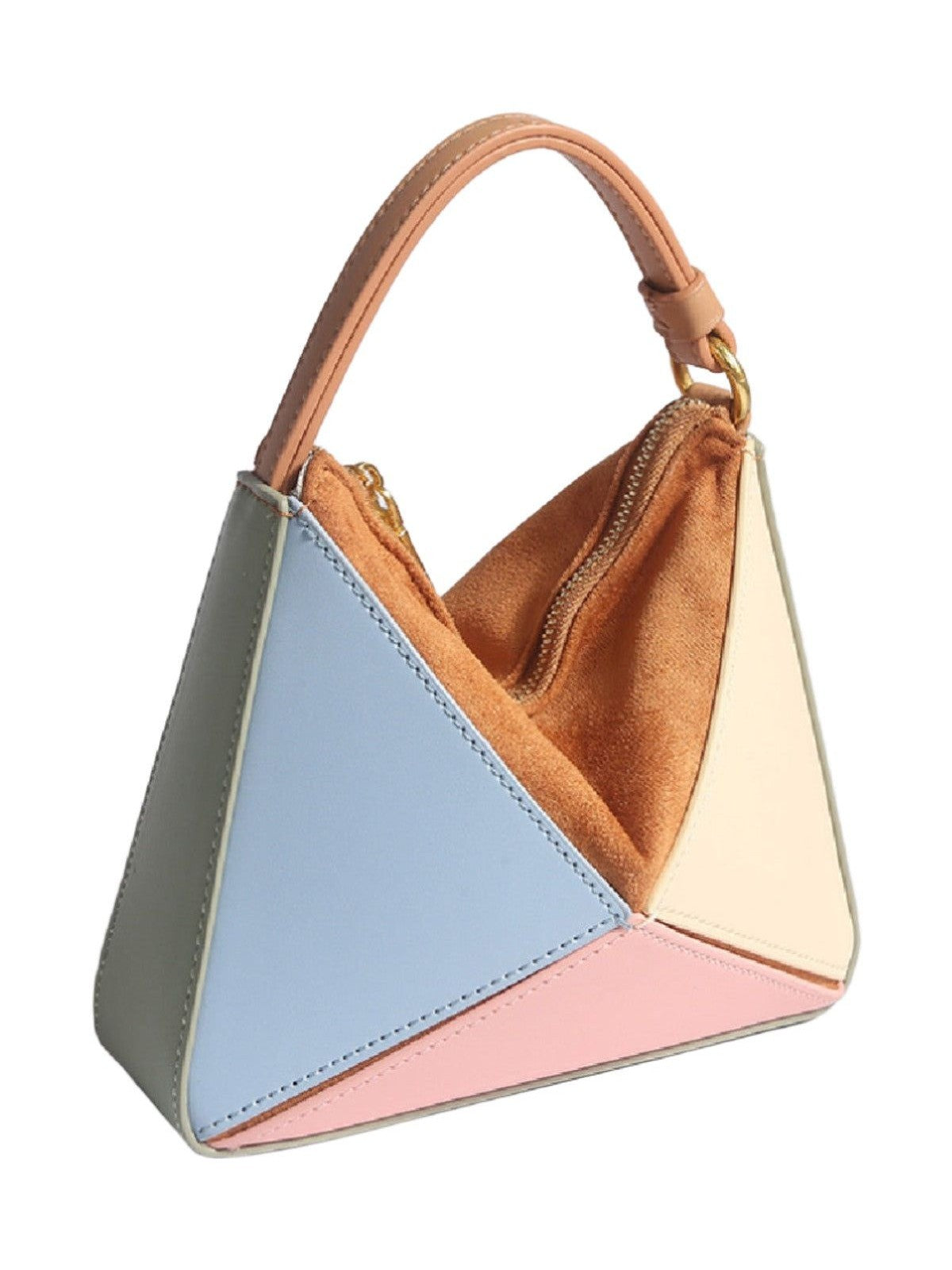 Triangular Diamond Grid Folding Tote Shoulder Crossbody Bag