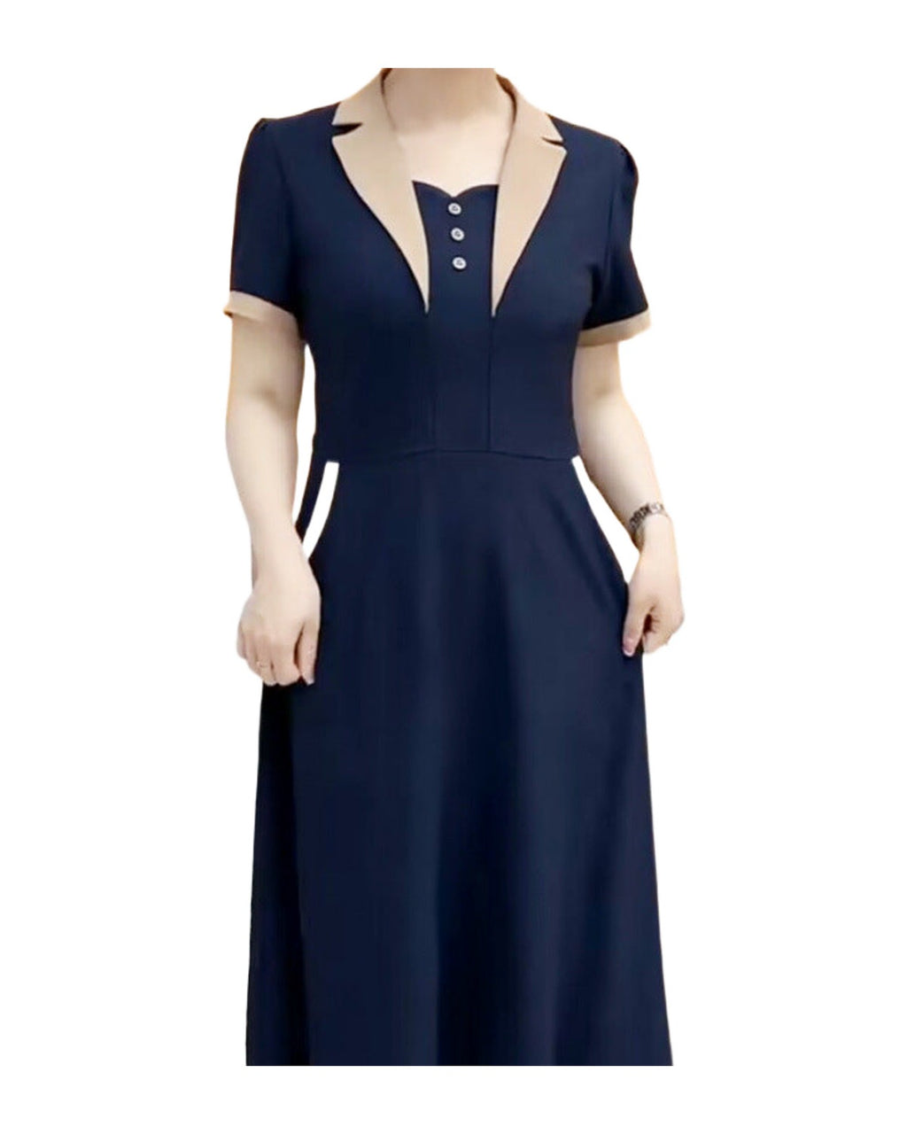 Plus Size Short Sleeve Mid-length Dress photo 2
